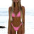Women’s swimsuit High Two Up Bikini Piece Up Women Cut Lace Solid Sexy Swimsuit Set Push Swimwears Tankinis swimsuit for women