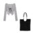 Korean Bandage Two-piece Cardigan Camis Set Women High Street Long Sleeve Gray V-neck Slim Thin Shirts Fashion Harajuku Y2K Tops