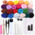 KRABALL 25 Color Felting Wool Needle Felting Kit Wool Felting Tools Handmade Felt Needle Set 7pcs Pack Felting Fabric Materials