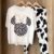 Women Three-piece Set Senior sense Pajamas Print Sleepwear Set Young Girls Round Neck Short Sleeved Top Loungewear Homewear
