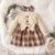 PatPat 2pcs Baby Girl 95% Cotton Rib Knit Bow Front Long-sleeve Spliced Plaid Dress with Headband Set Soft and Comfortable