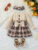 2024 New Baby Girls Autumn Long Sleeve With Bow Plaid Fahion Cute Dress