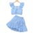 Kid Girls Summer Princess Clothing Set Flutter Sleeve Plain Color Tops+Short Skirt Sweet Style Party Wear For Child 8-12 Years