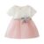 Summer Cotton Soft Mesh Cute Girls Dress Stitching Bottoming Short Sleeve Sweet Rose Flower Princess Baby Dress