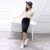Women Split Pencil Skirt Casual Ladies Calf-Length Cotton Solid Stretch Slim Long Skirt