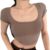 Women’s Crop Top Summer Short Sleeve Casual Tee T Shirt U Neck Workout Base Tee Solid Color