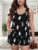 Plus Size Feather Print Two-piece Set, Crew Neck Tank Top & Shorts Outfits, Women’s Plus Size?áClothing