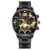 Leather Band Calendar Three Eyes Business Stainless Steel Case Steel Analog Wrist Watch for Outdoor Sports Sports Running