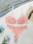 New Women’s Underwear Set Lace Pink Flower Sexy Ultra Thin Underwear 2-piece Set Bra And Thongs Push Up Bra MR2643