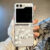 Flower Pattern Folding Clear Case For Samsung Galaxy Z Flip 6 5 4 Floral Transparent Hard Cover For Samsung Z Flip5 Flip4 Flip3