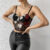 Vemina Lace Mesh See Through Halter Crop Top,Sexy Slim Embroidery Hollow Tank Vest,Y2K Street Style Black Fishbone Corset