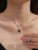 3PC Wedding Season Women’s Fashion Copper Inlaid Water Drop Necklace Earrings Jewelry Set Wedding Banquet Party Holiday Gift