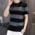 New Ultra-Thin Ice Silk Breathable Short Sleeve Summer Men’s Round Neck Striped Slim Fashion Hip Hop Casual T-Shirt XL-XXXL