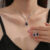 Obega 2 Pcs Set Blue Crystal Stone Denpent Necklace Earring With Dazzling Cubic Zircon Romantic Daily Wear Jewelry Girl Gift