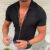 Mens Light Business Office Casual Zipper Short Sleeve Shirt Slim Fit Solid Color Lapel Cardigan Fashion Tops