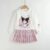 Children Clothes Set Spring Autumn Kids Kuromi Long Sleeved Sweater TopsCheckered Pleated Skirt 2pce Teen Girls Preppy Clothing