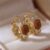 Gold Color Crystal Stone Epoxy Hoop Earrings For Women Geometric Girls Vintage Earrings Y2K Irovy Light Brown Hoop Earrings