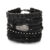 Trendy Braided Wrap Leather Bracelets Men Vintage Cross Dumbbell Guitar Charm Wood Beads Male Wristbands Jewelry Pulsera Hombre