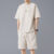 Waffle summer oversized casual short sleeved trendy set for men breathable and versatile handsome and loose fitting sports two