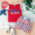 2PCS Summer 04 Years Old Trend Fashion Children Universal Comfortable Soft Eagle Head Usa Pattern Vest Shorts