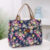 Fashion Floral Print Tote Bag Portable Canvas Lunch Bag Womens Casual Handbag Bento Mommy Bag For Picnic Travel