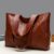 Hundreds of simple Tote bag ladies Europe and the United States retro largecapacity shoulder bag soft leather pure colour Commu