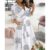 SpringSummer Womens Long Sleeved Commuter Dress Fashion Vneck Belt Solid Color and Printed Dress Casual Loose Fit Dress