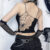 Womens Gothic Dark Style Summer 2024 New Dark Wind Spice Girl Personalized Spider Web Backless Camisole with Bra Pads Womens
