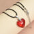 Y2K Aesthetic Chunky Red Glass Puffy Heart Choker Necklace for Women
