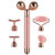 5in1 24K Gold Beauty Wand Face Massager Electric Vibrating Rose Quartz 3D Roller Face Lifting Body Facial Gua Sha Jade Roller