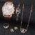 5PCSSet Geneva Watch Fashion Plastic Band Women Watches Rhinestone Heart Jewelry Set Ladies Quartz WatchWithout Box