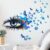 Creative Beautiful Girl Eyes Wall Sticker Flying Butterfly Wall Decals Girl Long Eyelashes for Couple Lovers Bedroom Decoration