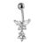 Butterfly Zircon Crystal PiercingSteel Navel Piercing Belly Button Ring ZH