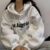 2022 Autumn and Winter Korean Style Long Sleeve Hooded Letters Printed Pullover Sweatshirt Thick Loose plus Size Lazy Style Top Women