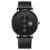Mens Fashion Ultra Thin Watches Men Business Casual Quartz Wrist Watch Luxury Black Stainless Steel Mesh Belt Watch Reloj Hombre